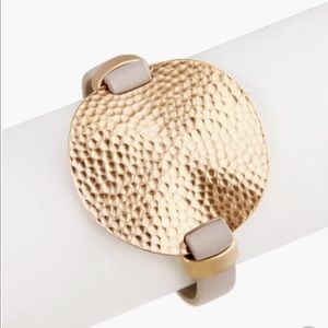 Saachi Hammered Genuine Leather Watch Bracelet